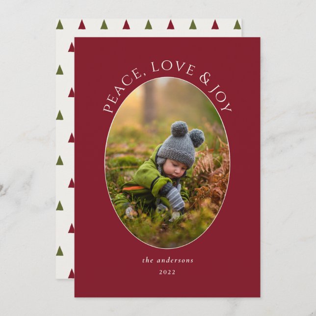 Peace, Love & Joy Red Photo Holiday (Front/Back)