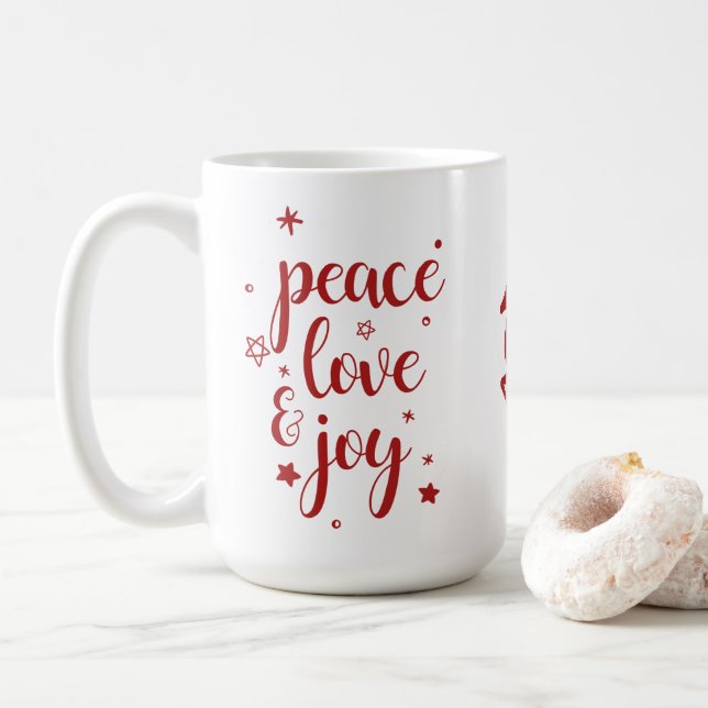 Peace Love Joy Reindeer Coffee Mug (With Donut)