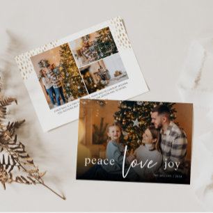 Peace Love Joy Script Full Photo Holiday Card