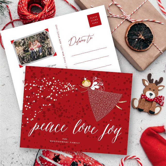 Peace Love Joy Snowflakes Magical Christmas Fairy Holiday Postcard (Creator Uploaded)