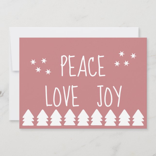 Peace Love Joy |Soft Pink Holiday Card (Front)