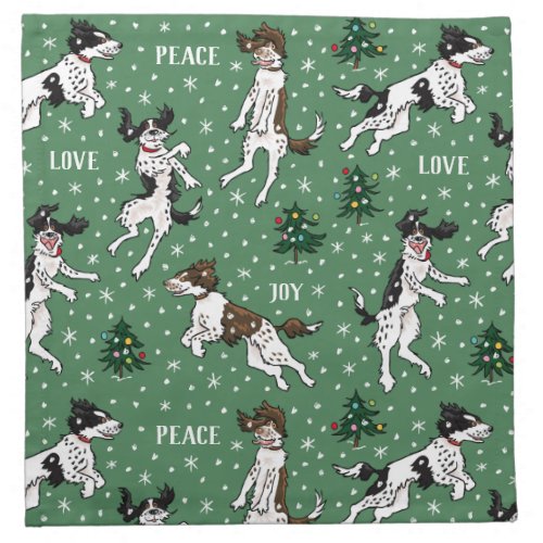 Peace Love  Joy Springer Spaniel Christmas Cloth Napkin