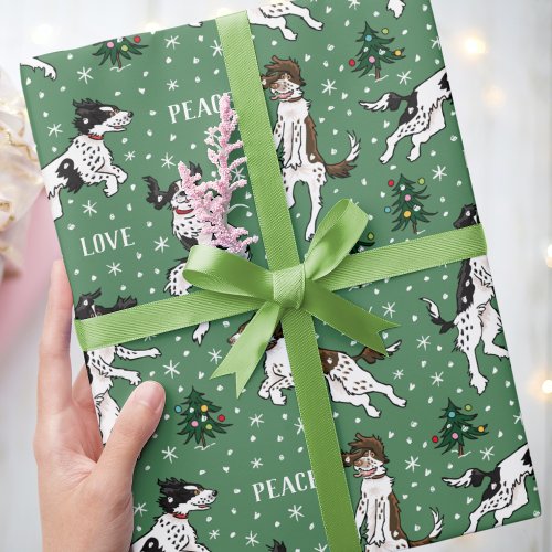 Peace Love  Joy Springer Spaniel Christmas Wrapping Paper