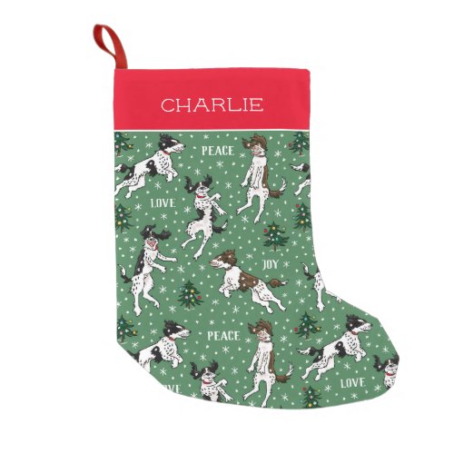 Peace Love  Joy Springer Spaniel Custom Name Small Christmas Stocking