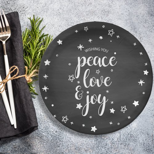 Peace Love Joy Star Christmas Holiday Paper Plates