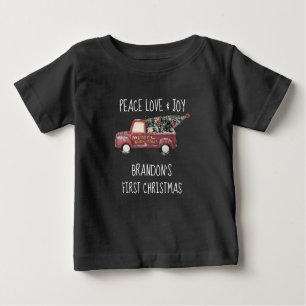 Peace Love & Joy Toy Truck First Christmas Baby T-Shirt