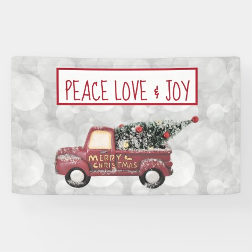 Peace Love  Joy Toy Truck Merry Christmas Banner