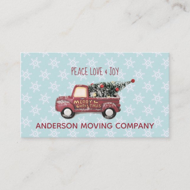 Peace Love & Joy Toy Truck Merry Christmas Business Card (Front)
