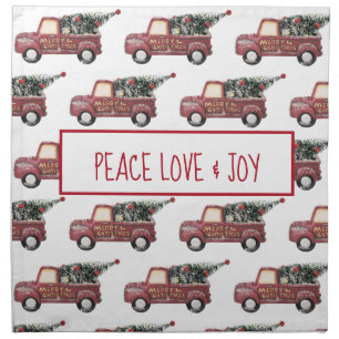 Peace Love & Joy Toy Truck Merry Christmas Cloth Napkin