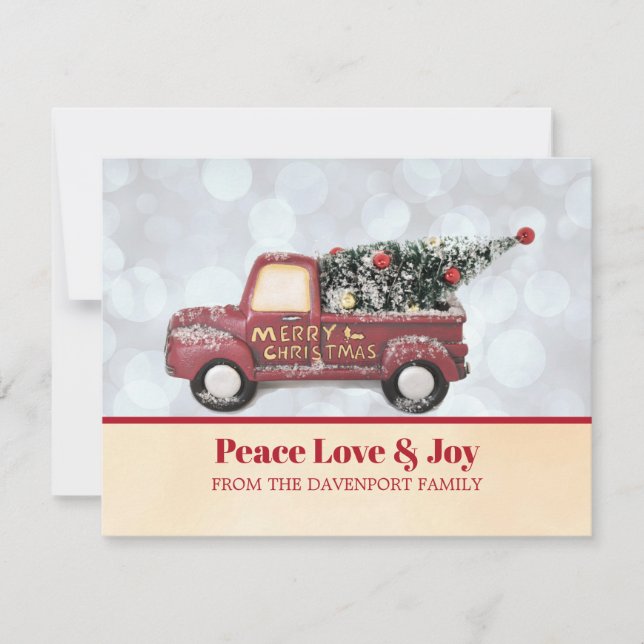 Peace Love & Joy Toy Truck Merry Christmas Holiday Card (Front)