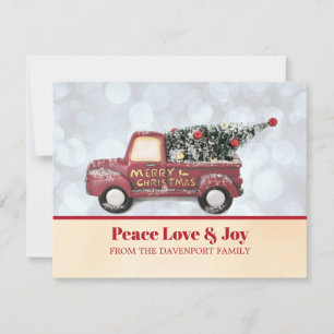 Peace Love & Joy Toy Truck Merry Christmas Holiday Card