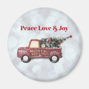 Peace Love & Joy Toy Truck Merry Christmas Magnet