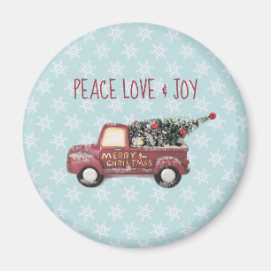 Peace Love & Joy Toy Truck Merry Christmas Magnet