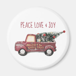 Peace Love & Joy Toy Truck Merry Christmas Magnet