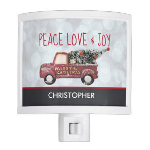 Old Fashioned Night Lights Zazzle Peace Love Joy Toy Truck Merry Christmas Night Light