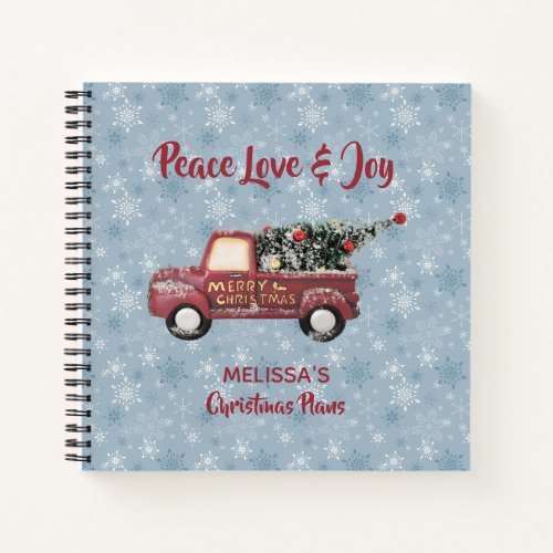Peace Love  Joy Toy Truck Merry Christmas Notebook