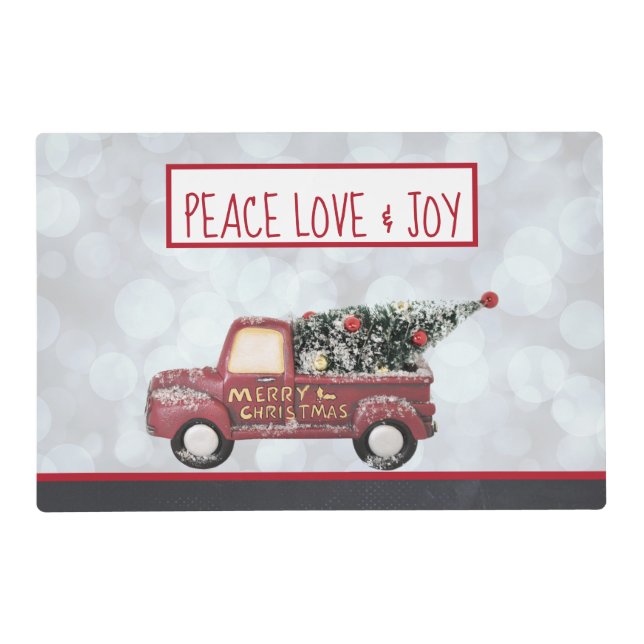 Peace Love & Joy Toy Truck Merry Christmas Placemat (Front)