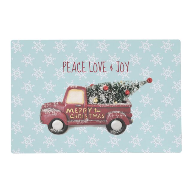 Peace Love & Joy Toy Truck Merry Christmas Placemat (Front)