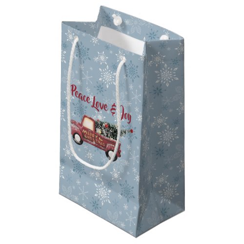 Peace Love  Joy Toy Truck Merry Christmas Small Gift Bag