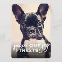 Peace Love Joy Treats Dog Lover Holiday Photo Card