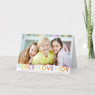 PEACE LOVE JOY TYPOGRAPHY HOLIDAYS PHOTO HOLIDAY CARD