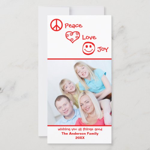 Peace Love Joy Vertical _ Photocard Holiday Card