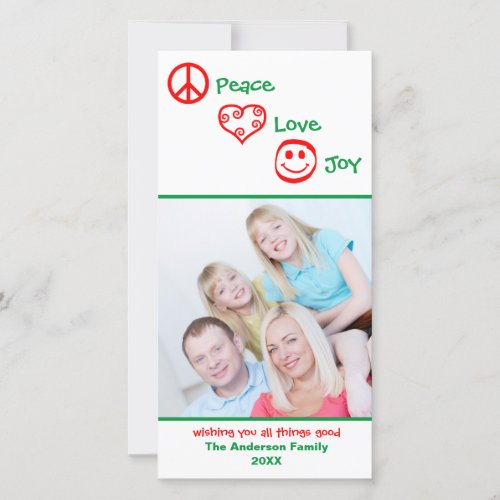 Peace Love Joy Vertical _ Photocard Holiday Card