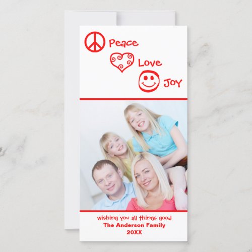 Peace Love Joy Vertical _ Photocard Holiday Card