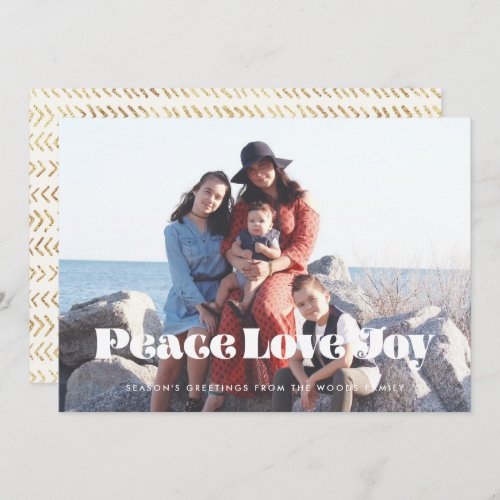 Peace Love Joy Vintage retro Holiday photo card