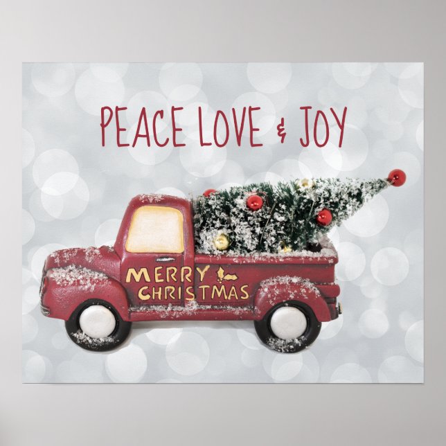 Peace Love & Joy w/ RedToy Truck Merry Christmas Poster (Front)