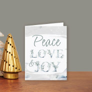 Peace Love & Joy Watercolor Typography Christmas Holiday Card at Zazzle