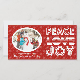Peace Love Joy Winter Happy Holidays Photo Card