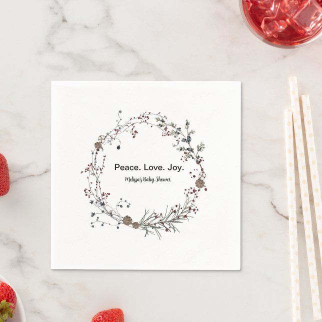 Peace love joy winterberry rustic boho wildflowers napkins (Creator Uploaded)