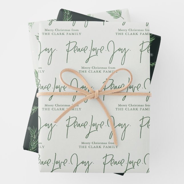 "Peace Love Joy" Wrapping Paper Sheets (In situ)