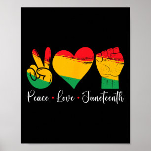 Peace Love Juneteenth 1865 Black Pride Men Women K Poster