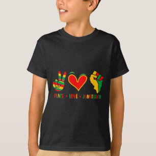 Peace Love Juneteenth 1865 Independence Day Black T-Shirt