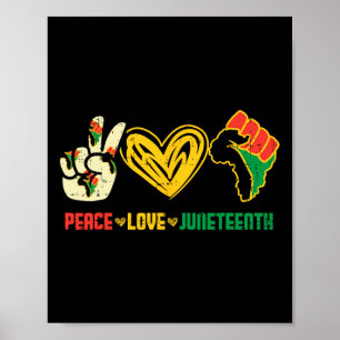 Peace Love Juneteenth Flag June 19th African Black Poster