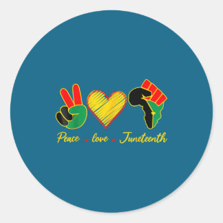 Peace love juneteenth pride black girl black queen classic round sticker