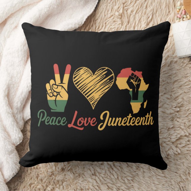 Peace Love Juneteenth Throw Pillow (Blanket)