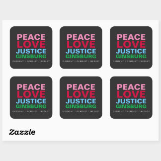 Peace Love Justice GINSBURG Square Sticker