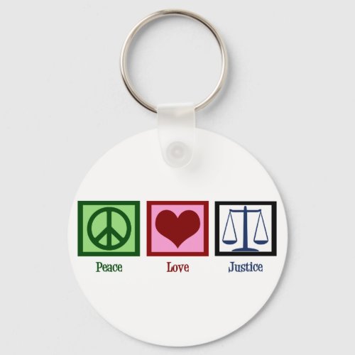 Peace Love Justice Lawyer Legal Scales Keychain