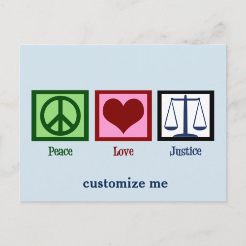 Peace Love Justice Postcard