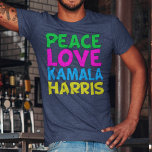 Peace Love Kamala Harris 2024 Election Tri-Blend Shirt<br><div class="desc">Cute Peace Love Kamala Harris t-shirt for a progressive democrat who loves fun,  colorful political designs. Vote for Kamala for president in the 2024 election. A fun liberal design in bright colors.</div>