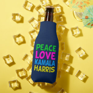 Peace Love Kamala Harris Cute Blue Bottle Cooler