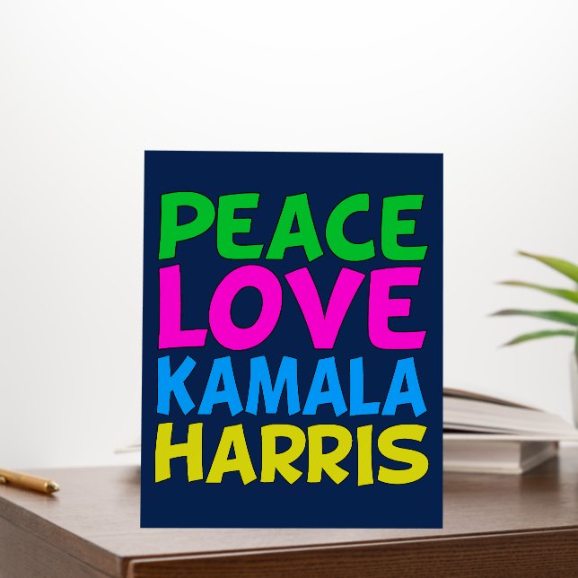 Peace Love Kamala Harris Cute Blue Foam Board (In Situ (Office))