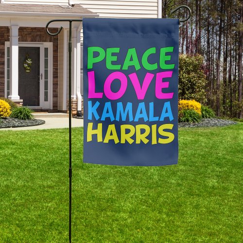 Peace Love Kamala Harris Cute Blue Garden Flag