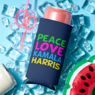 Peace Love Kamala Harris Cute Blue Seltzer Can Cooler