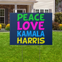 Peace Love Kamala Harris Cute Blue Yard Sign