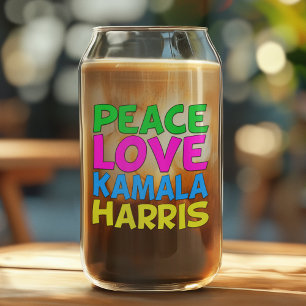 Peace Love Kamala Harris Cute Election Can Glass