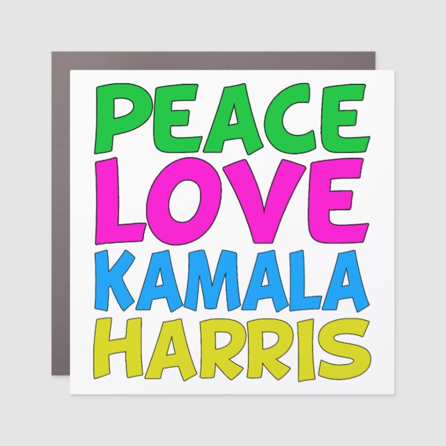 Peace Love Kamala Harris Cute Election Car Magnet (Front)